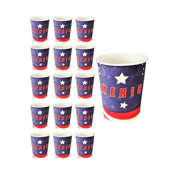 PEIBang 16 Pcs Patriotic USA Flag Disposable Paper Cups,Red White Blue Tableware Decorations for Memorial Day,Veterans Day,Independence Day Party Supplies
