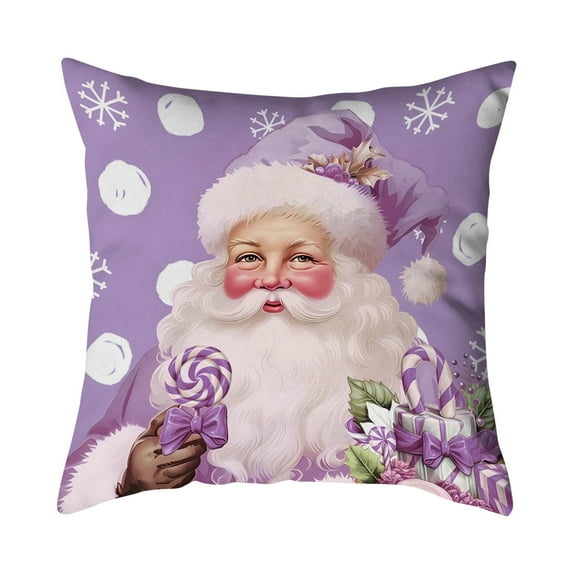 PEIBang 18x18 Inch Purple Christmas Pillow Covers,Christmas Home Decor,Xmas Winter Throw Pillow Covers Decorative Pillowcase Cases for Couch Sofa Bed