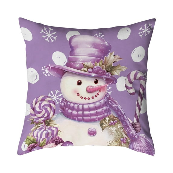 PEIBang 18x18 Inch Purple Christmas Pillow Covers,Christmas Home Decor,Xmas Winter Throw Pillow Covers Decorative Pillowcase Cases for Couch Sofa Bed