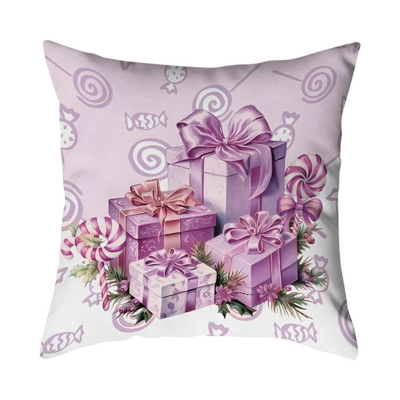 PEIBang 18x18 Inch Purple Christmas Pillow Covers,Christmas Home Decor,Xmas Winter Throw Pillow Covers Decorative Pillowcase Cases for Couch Sofa Bed