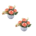 thumbnail image 1 of PEIBang 2 Pack Artificial Potted Flowers,Fake Flower Plants with Vase Desktop Decoration for Indoor Home Office Table and Bookshelf, 1 of 6