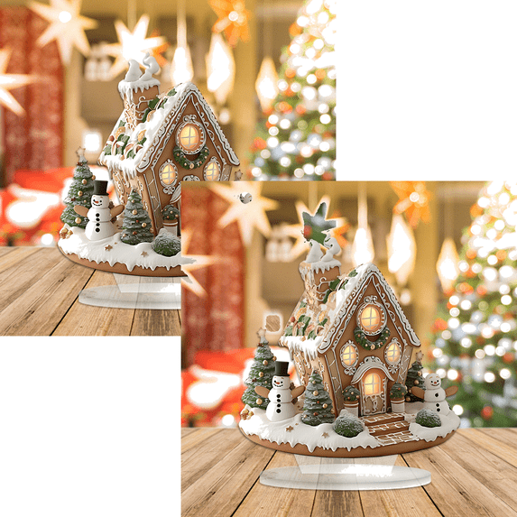 PEIBang 2 Pack Christmas Table Decorations,Snow House Decor Christmas Centerpiece,Christmas Village Houses for Home Kitchen
