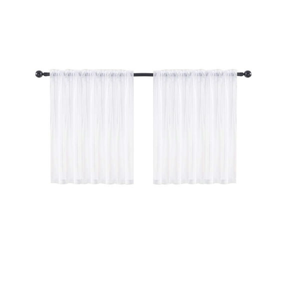 PEIBang 2 Panels Short Curtains,Half Window Curtains Sheer Curtain,Rod Pocket Window Treatment for Kitchen Bathroom Basement Living Room Decor