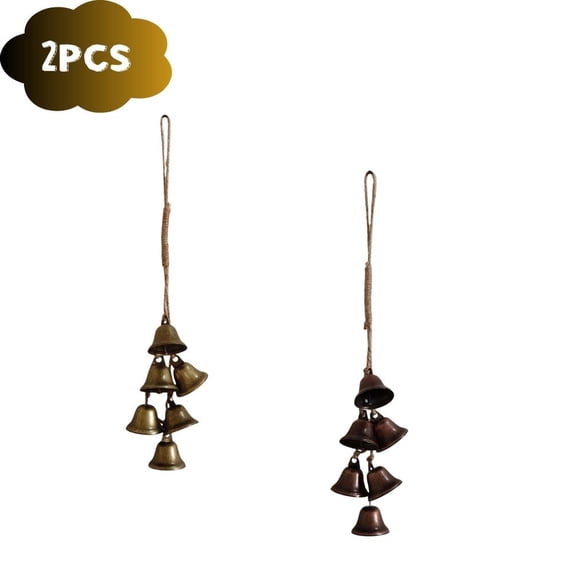 PEIBang 2 Pieces Witch Bells for Door Knob,Vintage Wind Chimes with Bells,Decorative Hanging Bell for Home Room Decor