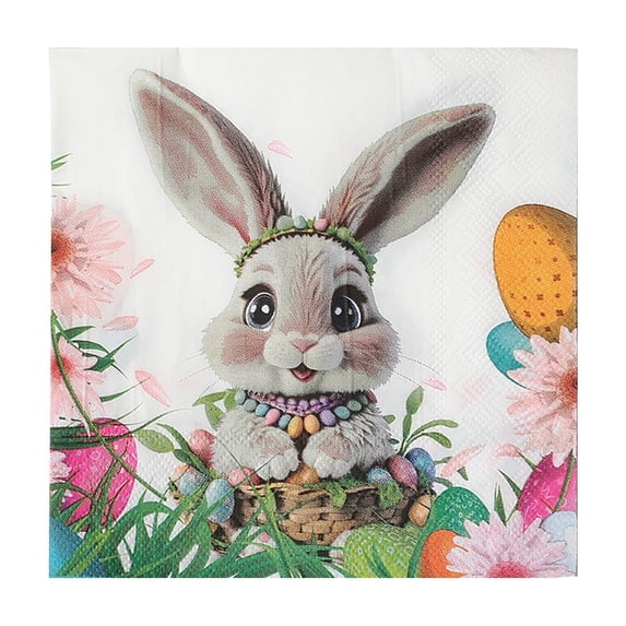 PEIBang 20Pcs Easter Napkins,Disposable Easter Bunny Cocktail Napkins for Spring Easter Party Supplies Table Decorations