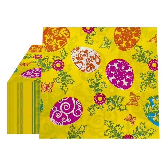 PEIBang 20Pcs Easter Napkins,Disposable Easter Eggs Cocktail Napkins for Spring Easter Party Supplies Table Decorations