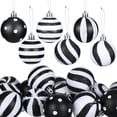 thumbnail image 1 of PEIBang 24 Pcs Christmas Black and White Ball Ornaments,1.2 Inch Xmas Stripe Hanging Ball for Christmas Tree Home Decoration Party Supplies, 1 of 7