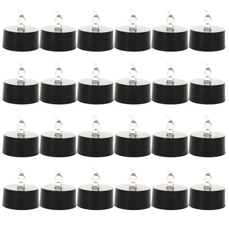 PEIBang 24pcs Halloween Flameless LED Tea Lights,1.50" Height x 1.50" Diameter,Warm Orange Flickering Candles for Party Camping Decorations,Battery Operated