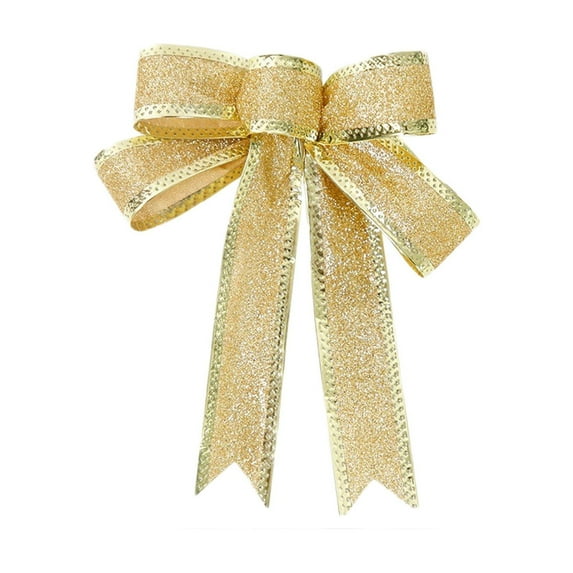 PEIBang 2Pcs Christmas Bows Glitter Christmas Tree Bow,5.9 Inch Christmas Ribbon Bows Christmas Tree Hanging Ornaments for Indoor Outdoor Decorations Party Supplies