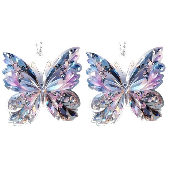 PEIBang 2Pcs Colorful Butterfly Acrylic Pendant,Butterfly Hanging Ornament for Window Decoration,Car Charm,Birthday Gift