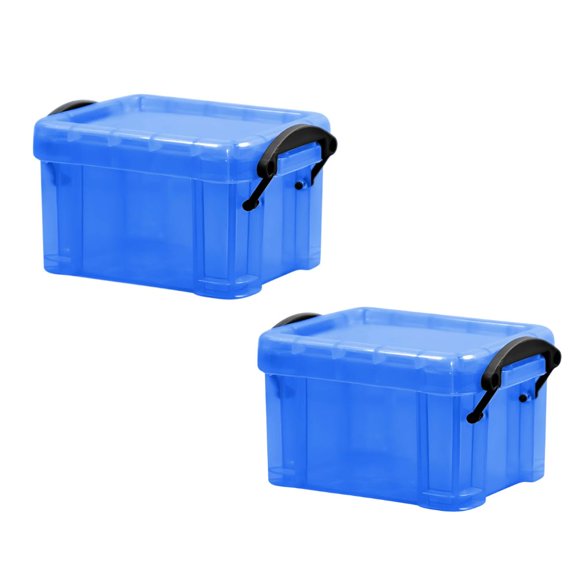 PEIBang 2Pcs Mini Small Plastic Storage Box with Locking Lid,Clear Plastic Organizer for Crafts,Stationery,Jewelry,Sewing and More in Office or Home Supplies