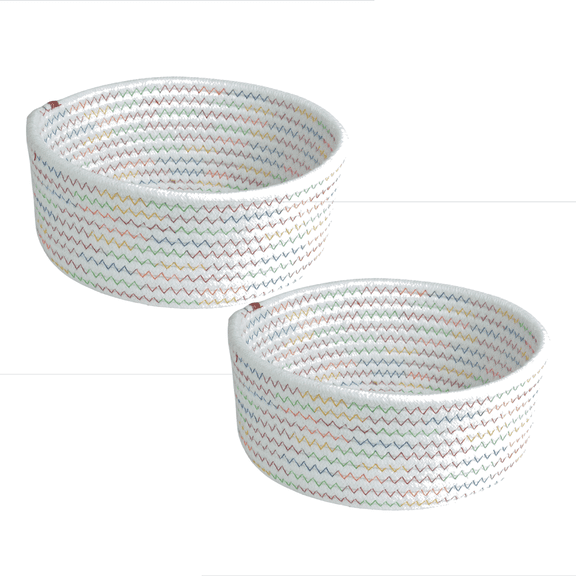 PEIBang 2Pcs Small Woven Basket,Cotton Rope Storage Basket,Decorative Empty Gift Basket for Party Favors