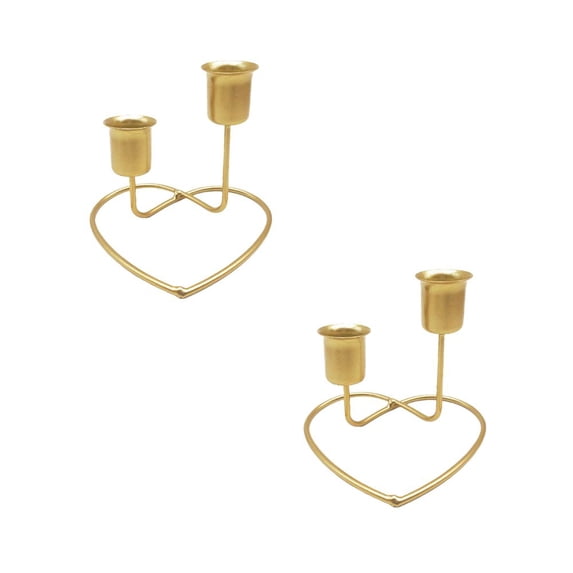 PEIBang 2Pcs Valentines's Day Gold Candle Holders,Heart Candlestick Holders Metal Vintage Candle Stand for Wedding Birthday Dinner Party Table Decorations