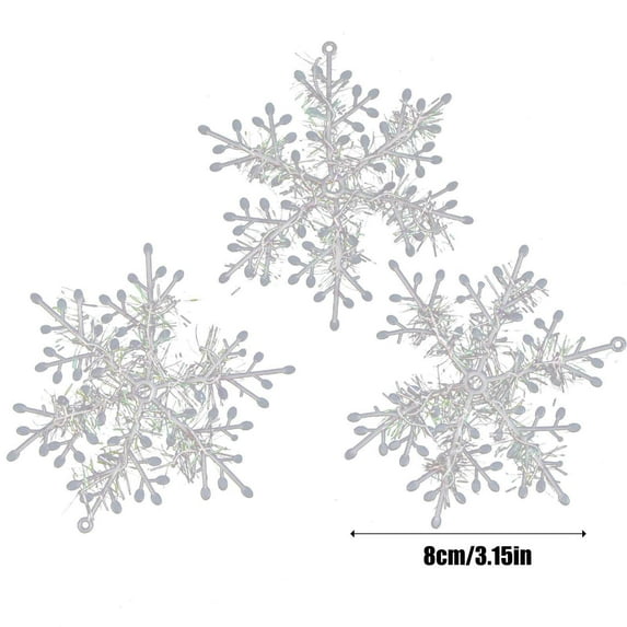 PEIBang 3Pcs Christmas Snowflake Ornaments,Plastic White Snowflake Christmas Winter Decorations,Hanging Snowflake Decorations for Winter Wonderland Christmas Tree