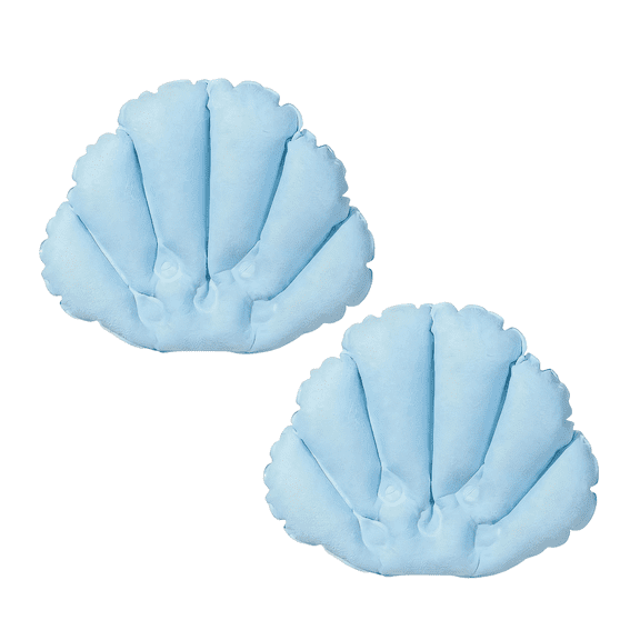 PEIBang 4 Pieces Inflatable Bath Pillow with Suction Cups,Shell Shape Bathtub Pillows,Comfortable Soft Cushion for Neck Support