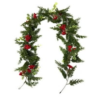 PEIBang 5.9 Ft Christmas Artificial Pine Garland with Red Berries,Winter Genery Garland for Table Fireplace Mantle Holiday Home Indoor Outdoor Decor
