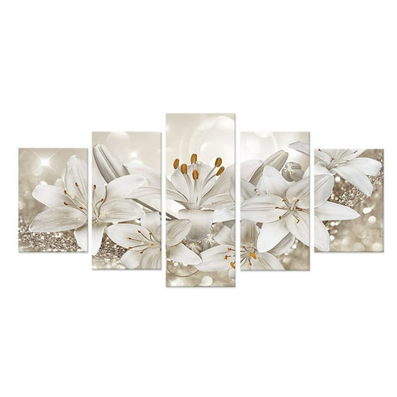 PEIBang 5 Pieces Flowers Canvas Print Wall Art Painting Decor,Modern Stretched Framed Floral Artwork for Home Decoration