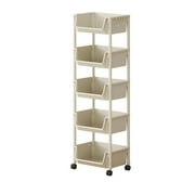 PEIBang 5 Tier Stackable Fruit Vegetable Storage Baskets with Wheels,Storage Cart for Kitchen,Bathroom,Laundry Room