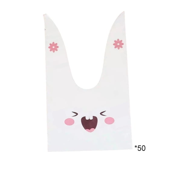 PEIBang 50 Pcs Easter Bunny Gift Bags,Cute Rabbit Goodie Bags Rabbit Ear Treat Bag for Candy,Cookie,Holiday Party Favor Supplies