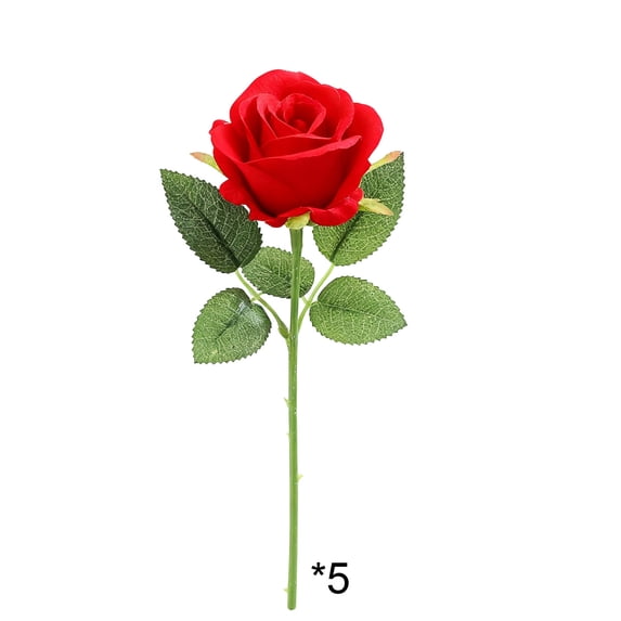PEIBang 5Pcs Artificial Rose Flowers Fake Silk Floral Bouquet,Faux Rose Flowers for Vase Floral Arrangements Wedding Party Table Decoration