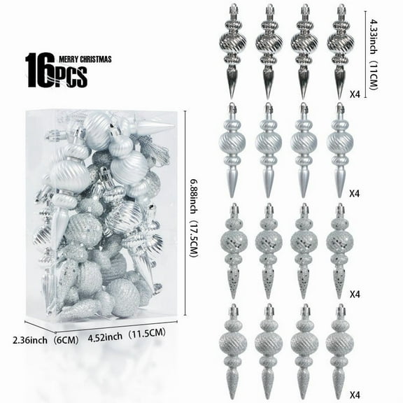 PEIBang 6 Pcs Finial Christmas Ornaments,Hanging Christmas Finials Ornaments for Vintage Holiday Christmas Tree Decoration