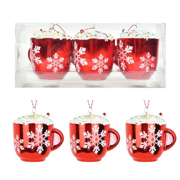 PEIBang 6Pcs Christmas Mug Ornament Christmas Tree Decorations,Decorative Hanging Ornaments for Xmas Winter Holiday Party Favors