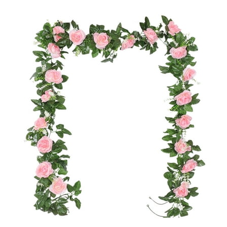 PEIBang 7.2Ft Artificial Flower Garland,Fake Roses Vines Silk Flowers Outdoor,Hanging Floral Garland for Wedding Home Decor Wall Backdrop