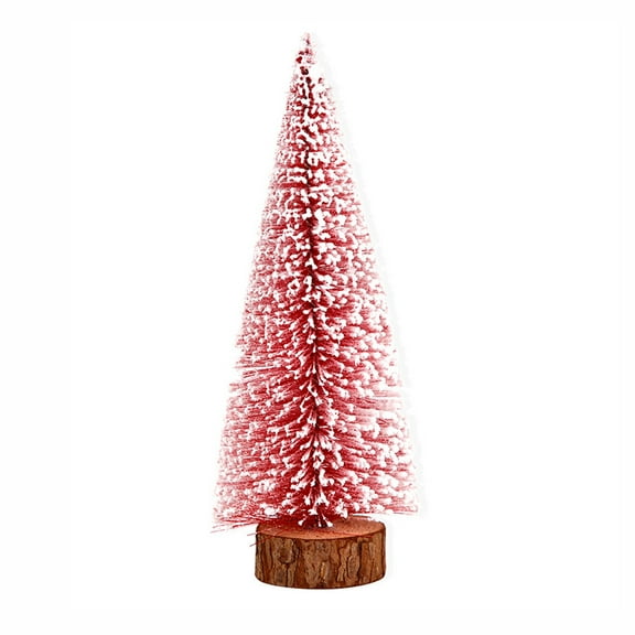 PEIBang 8 Inch Mini Christmas Tree Decorations,Artificial Bottle Brush Christmas Tree with Wood Base for Holiday Party Home Tabletop Decor