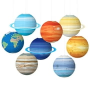 PEIBang 8 PCS Planet Paper Lanterns,12 Inch Solar System Hanging Planets Lantern for Space Theme Party Birthday Room Decorations
