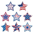 thumbnail image 1 of PEIBang 8 Pcs 4th of July Star Shaped Wooden Ornaments,Patriotic Tree Decoration,Red White Blue Hanging Sign for Independence Day 250th Anniversary Home Party Decor, 1 of 8