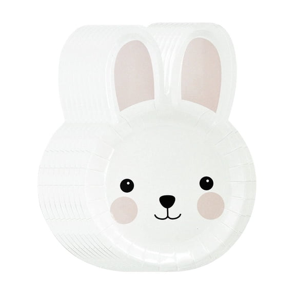 PEIBang 8Pcs Easter Bunny Paper Plates,Spring Easter Bunny Shaped Dessert Dinner Plates Dinnerware Set for Table Decor and Party Supplies