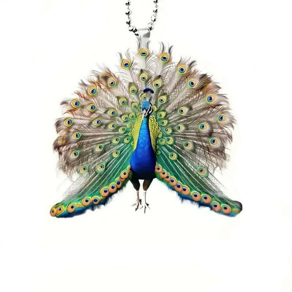 PEIBang Acrylic Peacock Car Hanging Ornament,Car Charm for Rear View Mirror,Peacock Pendent for Home Door Wall Hanging Decoration