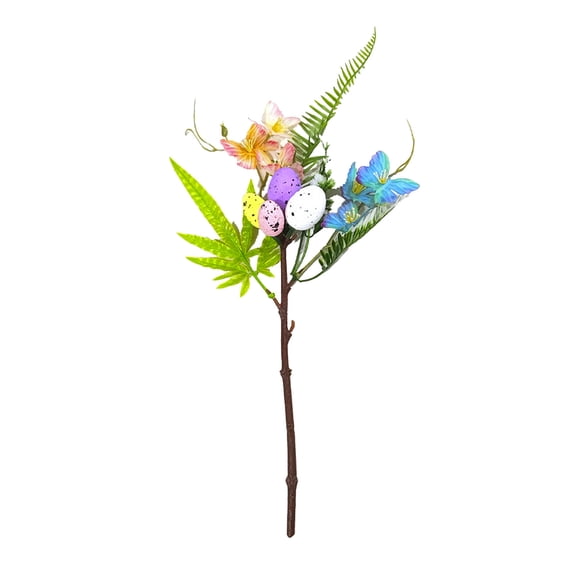 PEIBang Artificial Easter Spray Vine with Easter Eggs and Flowers,Decorative Spring Floral Stems Egg Twig Branches for Floral Arrangement Home Party Decor