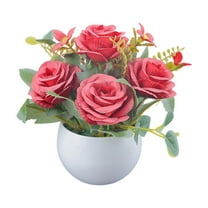 PEIBang Artificial Flowers,Fake Flowers in Vase,Silk Flowers with Vase,Faux Flowers Arrangement for Homes Dining Table Centerpiece Decor