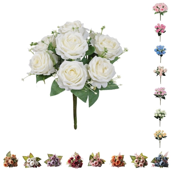 PEIBang Artificial Roses Flowers,Silk Rose Fake Flowers Long Stem Bouquets for Home Wedding Party Table Decoration