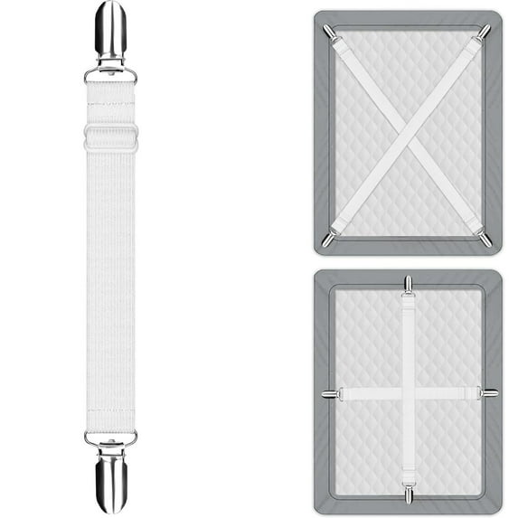PEIBang Bed Sheet Straps,Adjustable Elastic Fitted Sheet Corner Holders Straps to Stay in Place,Non-Slip Fasteners Clips Compatible