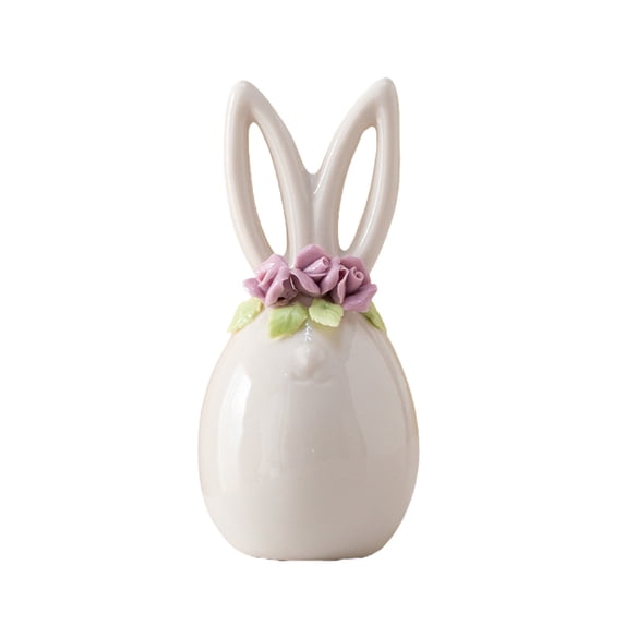 PEIBang Ceramic Bunny Statue,Easter Bunny Figurine Standing Rabbit Statue for Spring Easter Home Decor