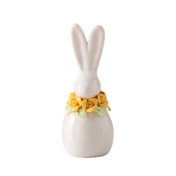 PEIBang Ceramic Bunny Statue,Easter Bunny Figurine Standing Rabbit Statue for Spring Easter Home Decor