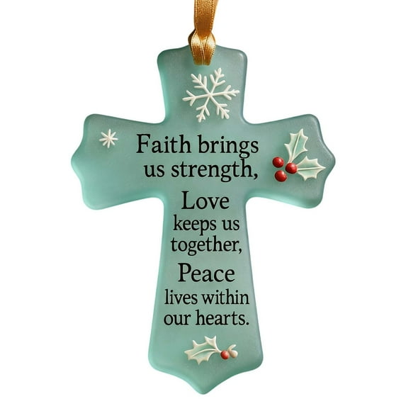 PEIBang Christma Cross Ornament,2D Flat Acrylic Hanging Decorations for Xmas Tree,Cross Ornaments for Home Wall Room Decorations,Faith Gifts