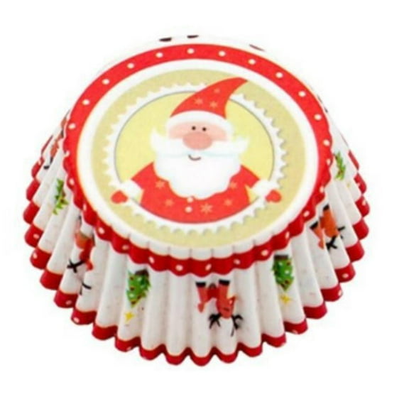 PEIBang Christmas 100-Pack Oil Proof Baking Cups,Santa Design Muffin Liners,Oven Safe Paper Cake Cups