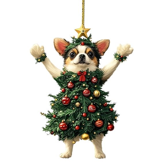 PEIBang Christmas Acrylic Ornaments,Dog Hanging Ornaments for Tree,Christmas Animal Ornament for Holiday Party Favors