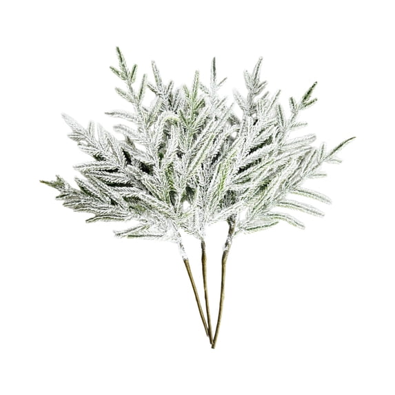 PEIBang Christmas Artificial Flocking Pine Picks,Fake Greenery Tree Branches for Christmas Wreaths Garden Party Holiday Decor
