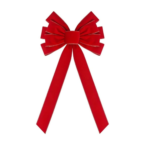 PEIBang Christmas Bows Red Velvet Bows,Christmas Bows Decorations for Wreath Gold Edge Bow Xmas Tree Topper Ornament for Indoor Outdoor Decorations
