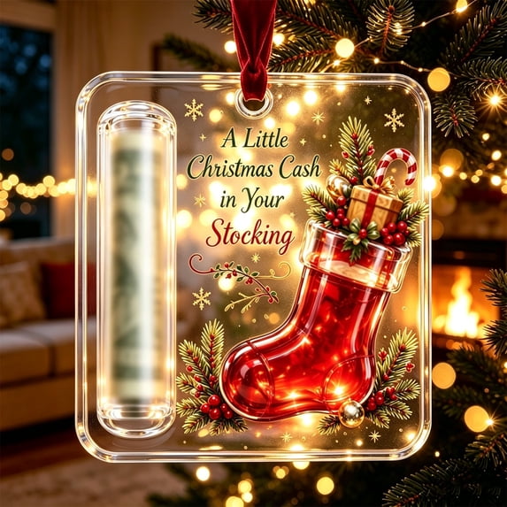PEIBang Christmas Cash Gift Holder Ornaments,2D Acrylic Money Holders for Cash Party Supplies
