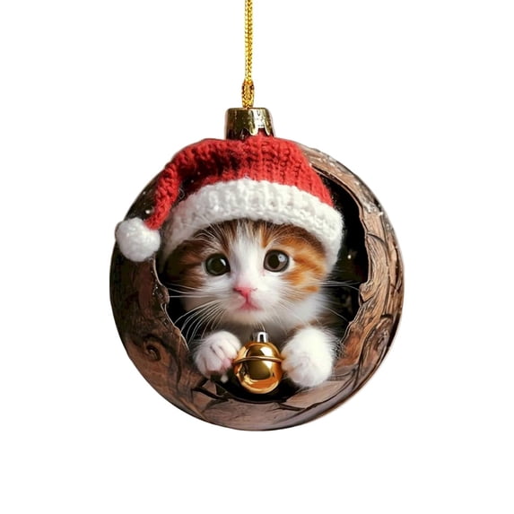PEIBang Christmas Cat Ornaments Christmas Tree Decorations,Christmas Ornaments 2025,Cute Cat Acrylic Hanging Decoration Gift for Cat Lovers