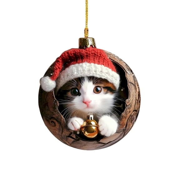 PEIBang Christmas Cat Ornaments Christmas Tree Decorations,Christmas Ornaments 2025,Cute Cat Acrylic Hanging Decoration Gift for Cat Lovers