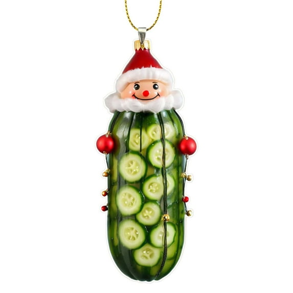PEIBang Christmas Cucumber Ornament,3.15 Inch Green Cucumber Ornaments for Xmas Tree,Acrylic Hanging Ornaments for Home Decorations Party Favor Supplies