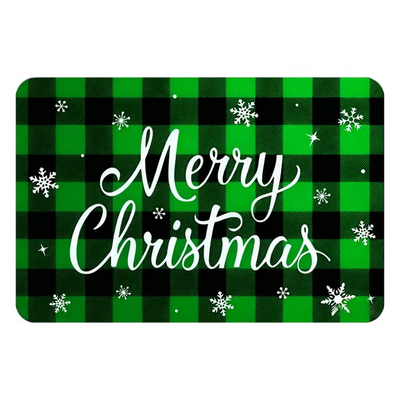 PEIBang Christmas Door Mat 16x24 Inch,Merry Christmas Plaid Doormat,Washable Non-Slip Floor Rugs for Front Porch Door Bathroom Decor