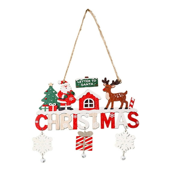 PEIBang Christmas Door Sign Decor,Wooden Farmhouse Christmas Tree Hanging Sign,Vintage Front Door Welcome Hanger for Home Wall Indoor Outdoor Decoration