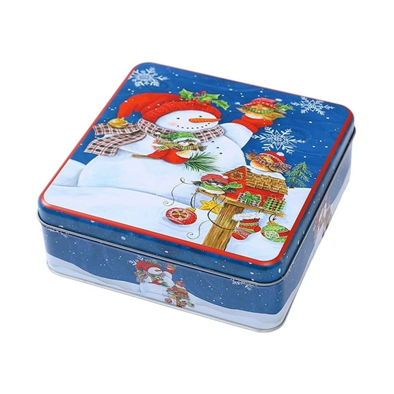 PEIBang Christmas Metal Cookie Tin with Lids,Christmas Tree Snoman Storage Container Tin Holiday Treat Box for Cookies Candy Brownies Snacks